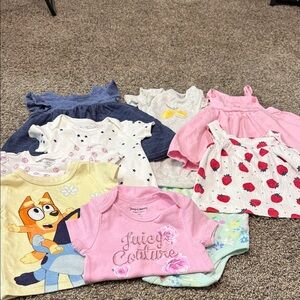 Juicy Couture Pink Floral Logo Baby Tee & Mixed Girls Dress Lot